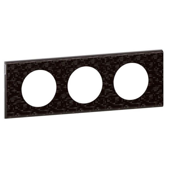 Рамка Legrand Celiane Кожа/Текстиль Кожа черный пиксел 3 поста 069453