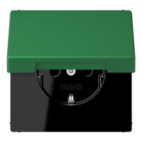 Розетка Jung Les Couleurs® Le Corbusier vert fonce SCHUKO® с откидной крышкой и со встроенной повышенной защитой от прикосновения LC1520KIKL32050