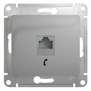 Розетка телефонная RJ11, механизм Schneider Electric Glossa Алюминий GSL000381T
