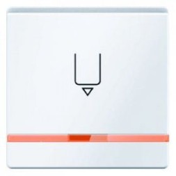 Карточный выключатель для гостиниц Berker Q.1 полярная белизна с эффектом бархата, с оттиском и оранжевой линзой 16406089