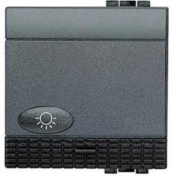 Кнопка (NO) Bticino Living Light Антрацит с символом &quot;Лампа&quot;, 2 модуля L4043M2N