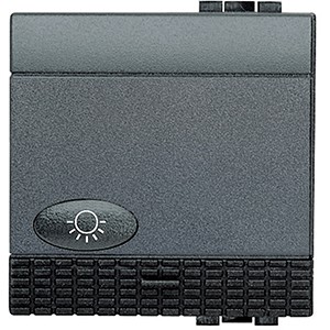 Кнопка (NO) Bticino Living Light Антрацит с символом &quot;Лампа&quot;, 2 модуля L4043M2N