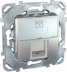 Телефонная розетка 1хRJ12 Schneider Electric Unica Class Top алюминий (6 конт) MGU5.493.30ZD