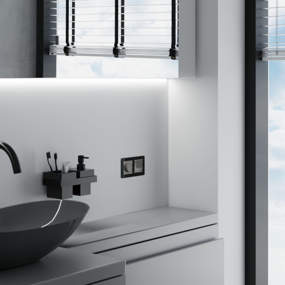 Розетка влагозащ. с зазем. с защит. крышкой и шторками (графит акрил) Werkel W1171244