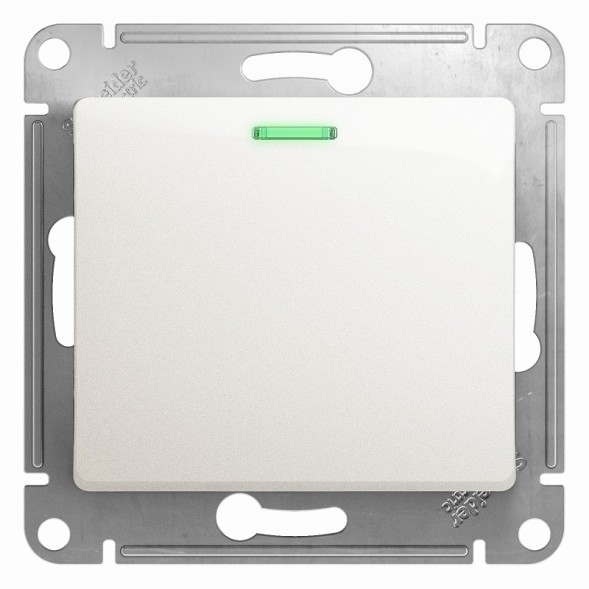 1-клавишный Выключатель с подсветкой, сх.1а, 10АХ, механизм Schneider Electric Glossa Перламутр GSL000613