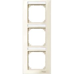 Рамка Merten M-Plan Бежевый с полем для надписи 3 поста вертикальная MTN513344