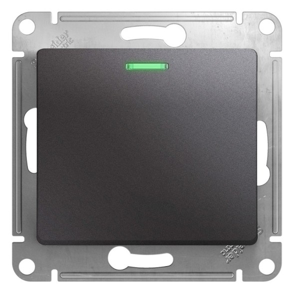 1-клавишный Выключатель с подсветкой,сх.1а,10AX, механизм Schneider Electric Glossa Графит GSL001313