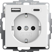 245927 Розетка с з/к, с shutter разъем. USB двойн.A /C Белый матовый Standard 55 Gira