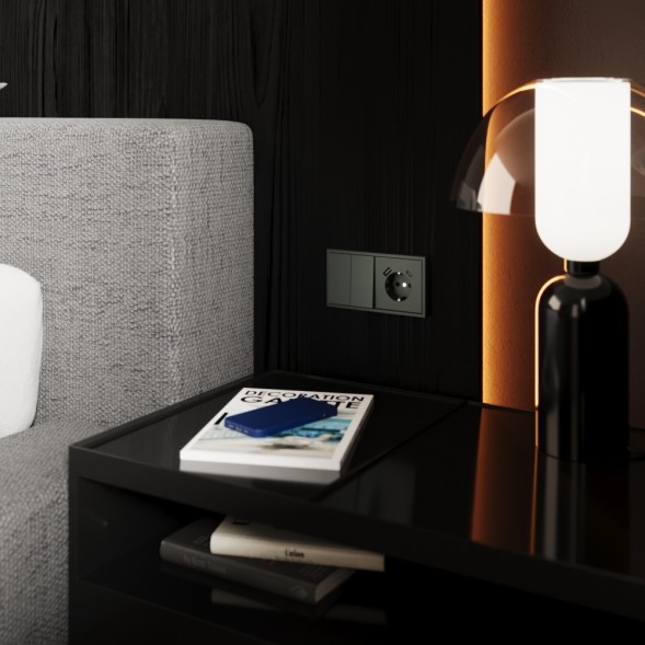 Перекрестный переключатель встраиваемый VOLTUM S70 двухклавишный 10А, (титан)