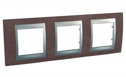 Рамка Schneider Electric Unica Top Табачное дерево / Алюминий 3 поста MGU66.006.0M4