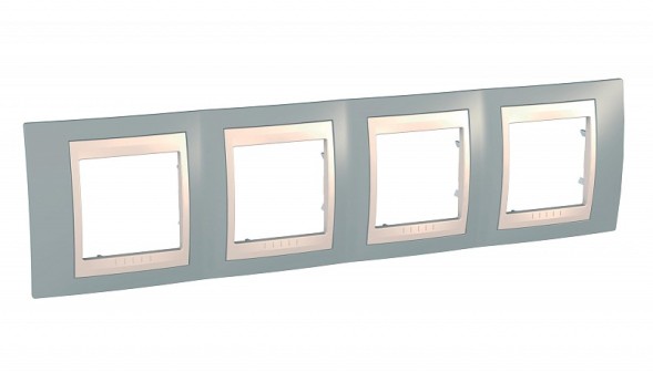 Рамка Schneider Electric Unica Хамелеон серый / Бежевый 4 поста MGU6.008.565