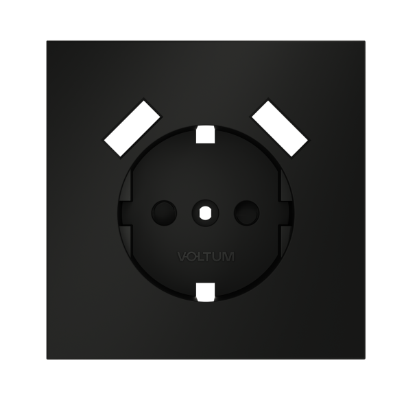 Накладка для розетки с заземлением и защитными шторками, с USB A+A, S70 (черный матовый)