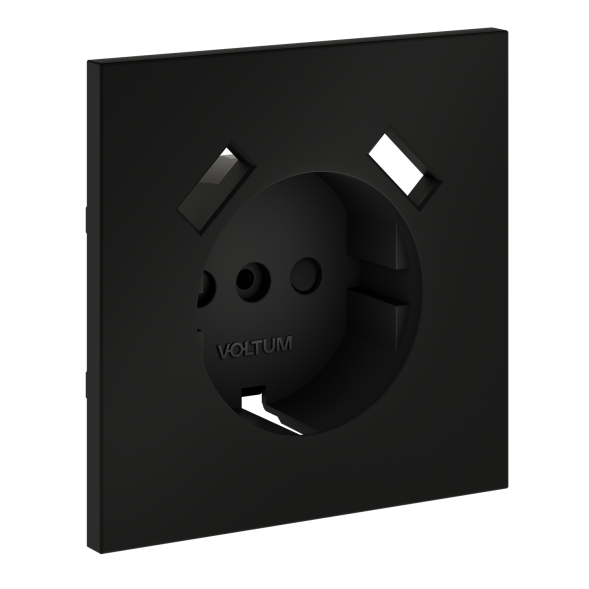 Накладка для розетки с заземлением и защитными шторками, с USB A+A, S70 (черный матовый)