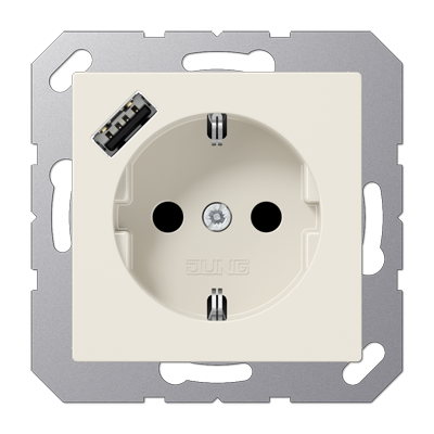 Розетка Jung A серия слоновая кость SCHUKO® с 1 USB-портом типа A A1520-18A