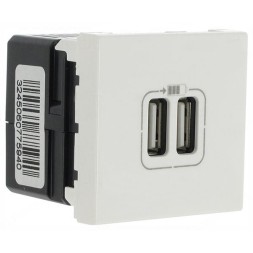 Розетка 2xUSB Legrand Mosaic белая для зарядки 5В 2400мА 2 модуля 077594