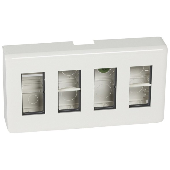 Розеточный блок Legrand Mosaic белый в сборе накладной 4х4м. 078888