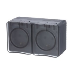 ATN544026 Atlasdesign Profi54 O/У двойная РОЗЕТКА с заземлением со шторками 16А 250B, АНТРАЦИТ Schneider Electric