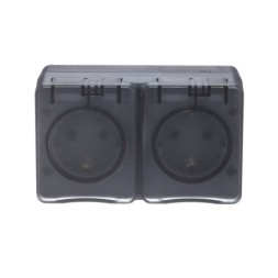 ATN544026 Atlasdesign Profi54 O/У двойная РОЗЕТКА с заземлением со шторками 16А 250B, АНТРАЦИТ Schneider Electric