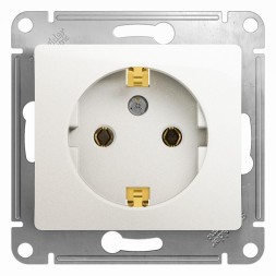 Розетка с заземлением, механизм Schneider Electric Glossa Перламутр GSL000643