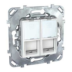 Компьютерная розетка 2хRJ45 Schneider Electric Unica белый кат. 5е, с полем для надписи MGU5.2020.18ZD