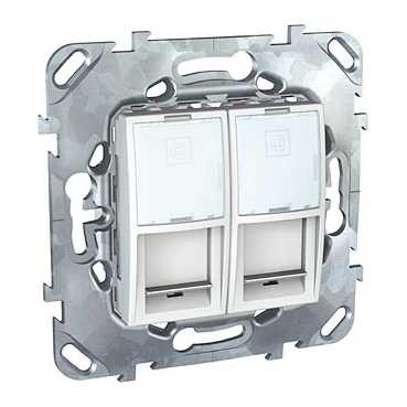 Компьютерная розетка 2хRJ45 Schneider Electric Unica белый кат. 5е, с полем для надписи MGU5.2020.18ZD