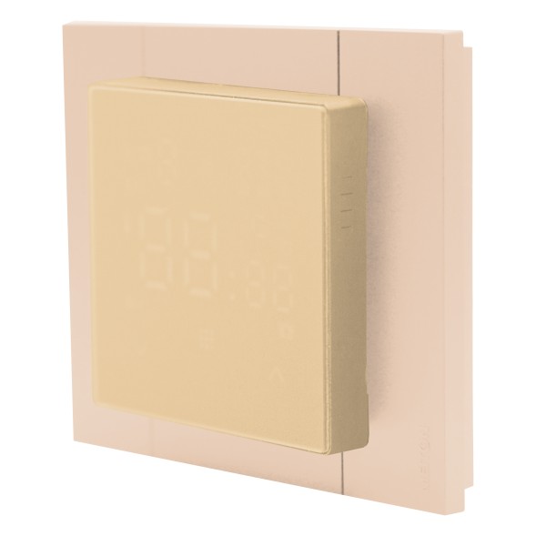 Регулятор теплого пола с модулем WI-FI, TWAM-Бежевый (ВИД С ПЕСОЧНОЙ РАМКОЙ)