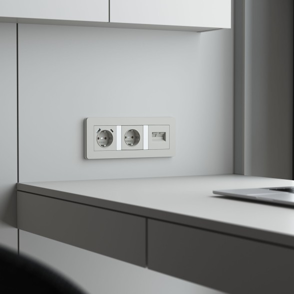 Накладка для двойной розетки Еthernet RJ-45 (дымчатый) Werkel W1291104