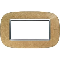 Рамка Bticino Axolute 1 пост, овальной формы Кожа Песок. Итальянский стандарт, 4 модуля HB4804SLC