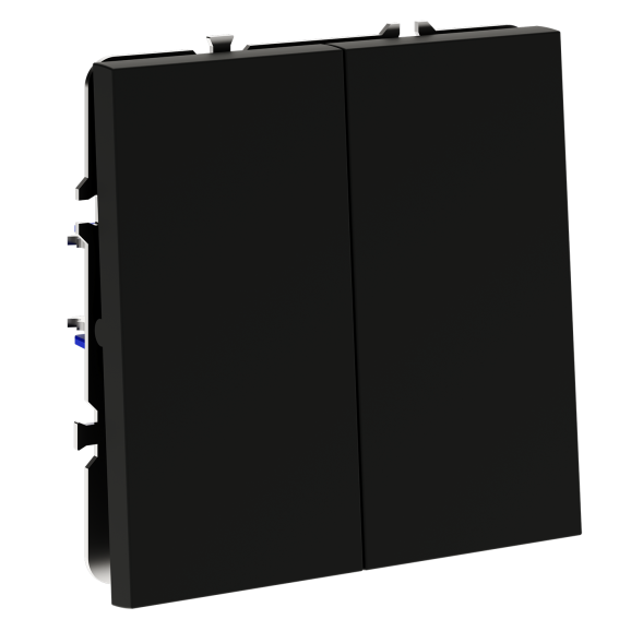 Перекрестный переключатель встраиваемый VOLTUM S70 двухклавишный 10А, (черный матовый)