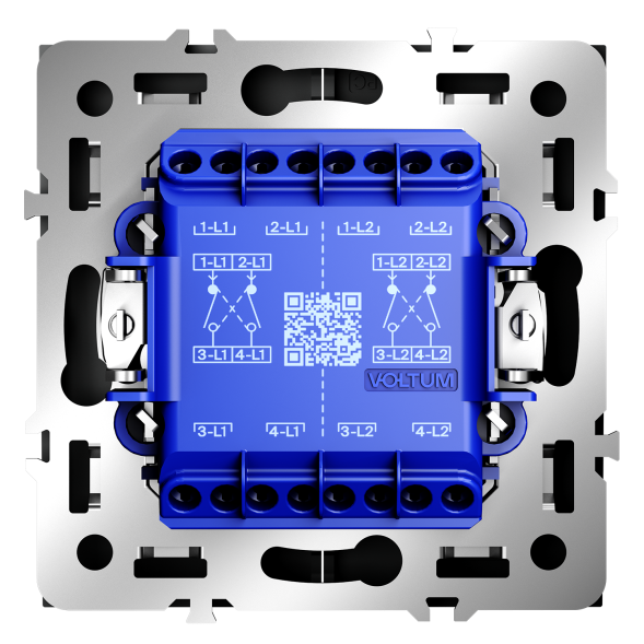 Перекрестный переключатель встраиваемый VOLTUM S70 двухклавишный 10А, (черный матовый)
