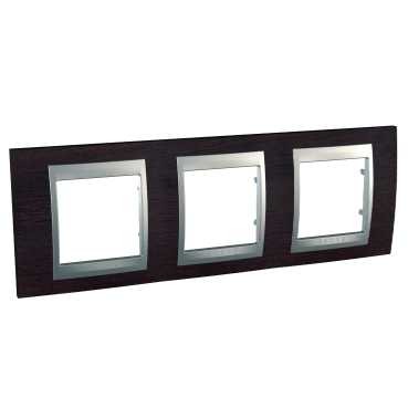 Рамка Schneider Electric Unica Top Венге / Алюминий 3 поста MGU66.006.0M3