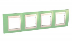 Рамка Schneider Electric Unica Хамелеон зеленое яблоко / Бежевый 4 поста MGU6.008.563