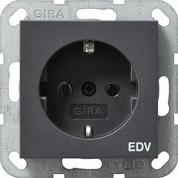 Розетка Gira Антрацит с заземляющими контактами и надписью &quot;EDV&quot; 045828