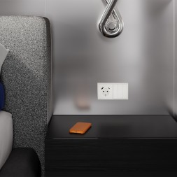 Накладка для розетки с заземлением и защитными шторками, с USB A+C, S70 (хлопок)