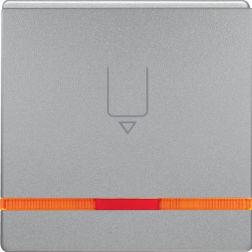 Накладка карточного выключателя Berker Q.1 алюминиевый с эффектом бархата, для гостиниц с оттиском и оранжевой линзой 16406084
