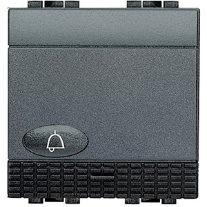 Кнопка (NO) Bticino Living Light Антрацит с символом &quot;Звонок&quot;, 2 модуля L4042M2N