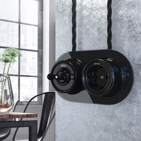 Рамка из стекла на 2 поста черный Werkel W0025108