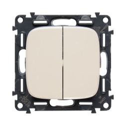 Переключатель Legrand Valena ALLURE Слоновая кость двухклавишный 10А 250В с лицевой панелью. Безвинтовые зажимы 752808