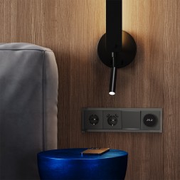 Выключатель встраиваемый VOLTUM S70 одноклавишный с подсветкой 10А, (титан)