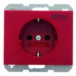 Штепсельная розетка Berker K.1 красный с блеском SCHUKO с надписью 47157115