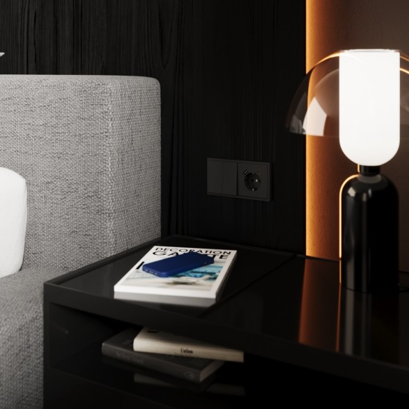 Перекрестный переключатель встраиваемый VOLTUM S70 двухклавишный 10А, (графит)