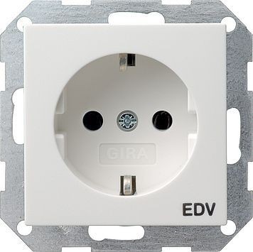 Розетка Gira белый матовый с заземляющими контактами и надписью &quot;EDV&quot; 045827