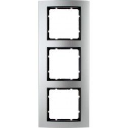 Рамка Berker B.3 Алюминий / Антрацитовый 3 поста вертикальная 10133004
