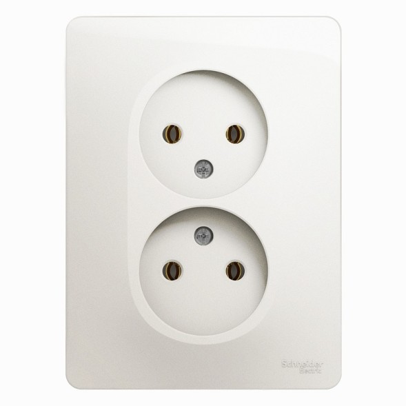 Розетка двойная без заземления, 16А, 250В, в сборе Schneider Electric Glossa Перламутр GSL000620