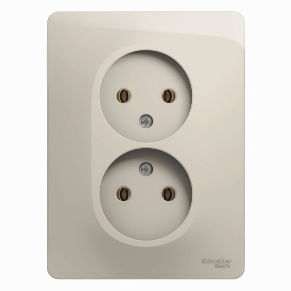 Розетка двойная без заземления,16А, 250В, в сборе Schneider Electric Glossa Молочный GSL000920
