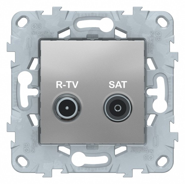 Розетка R-TV/ SAT Schneider Electric Unica Studio Алюминий 1очная NU545430