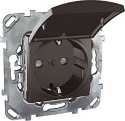 Розетка Schneider Electric Unica Class Top графит с з\к со шторками (винтовой зажим) с крышкой MGU5.037.12TAZD
