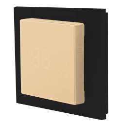 Регулятор теплого пола с модулем WI-FI, TWAM-Бежевый (ВИД С ЧЕРНОЙ РАМКОЙ)