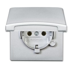 Розетка ABB Allwetter 44 алюминий IP44 SCHUKO с крышкой уплотнительное кольцо в комплекте 16А 250В 2CKA002064A0288 20 EUGK-33-101