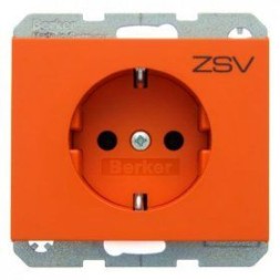 Штепсельная розетка Berker K.1 оранжевый с блеском SCHUKO с надписью 47157114